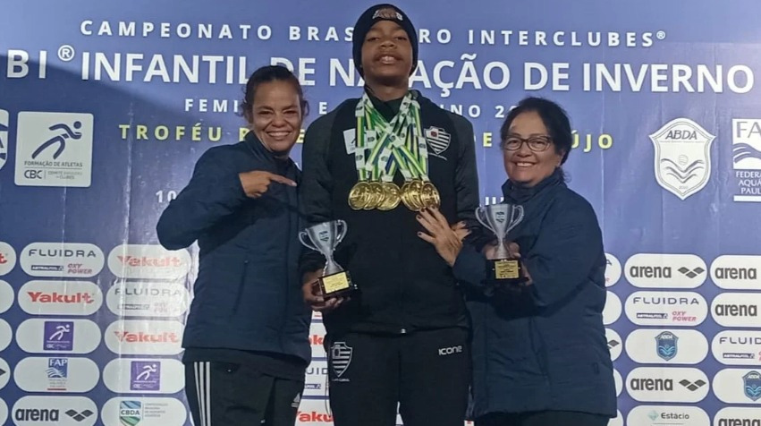 Matheus Ngome conquista 6 ouros e equipe cabralista faz história no Brasileiro Infantil de Natação