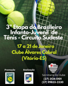 Clube Álvares Cabral sedia a 3ª etapa do Brasileiro Infantojuvenil de Tênis – Circuito Sudeste