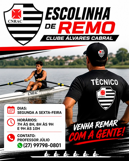 Clube Álvares Cabral abre inscrições para escolinha de remo com treinos durante a semana