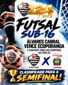 Futsal Sub-16 do Álvares Cabral vence Ecoporanga por 8 a 4 e avança à semifinal da Copa ES
